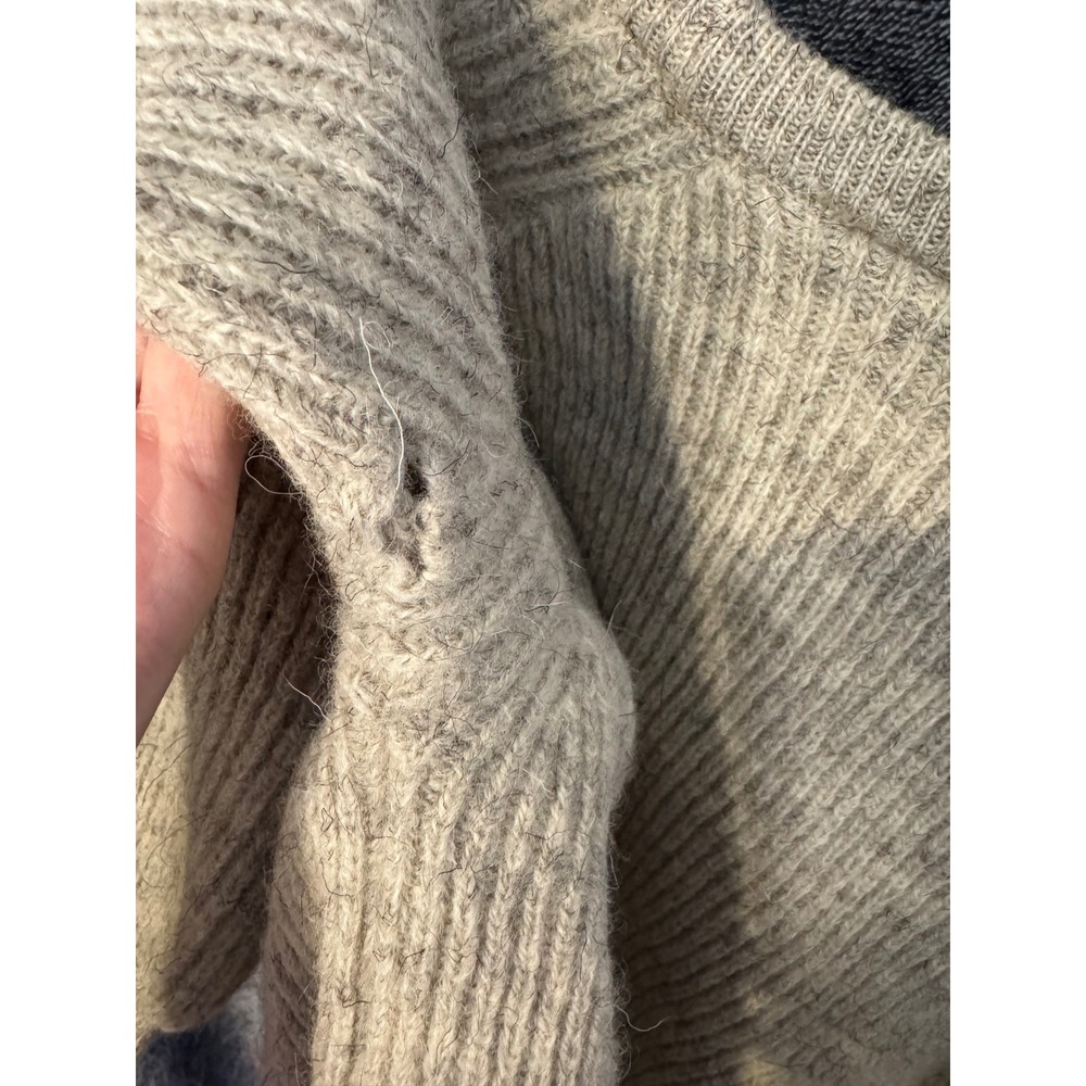 Black Sheep Great Britain Oiled Wool Sweater Suede Patches Oatmeal Beige Mens L - Picture 4 of 4